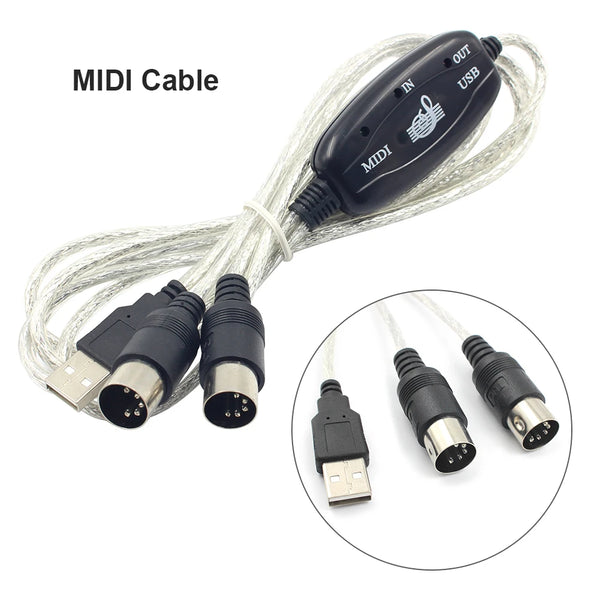 Portable USB MIDI Converter Cables
