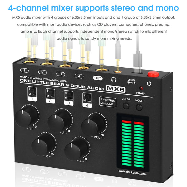 Compact Stereo Audio Mixer